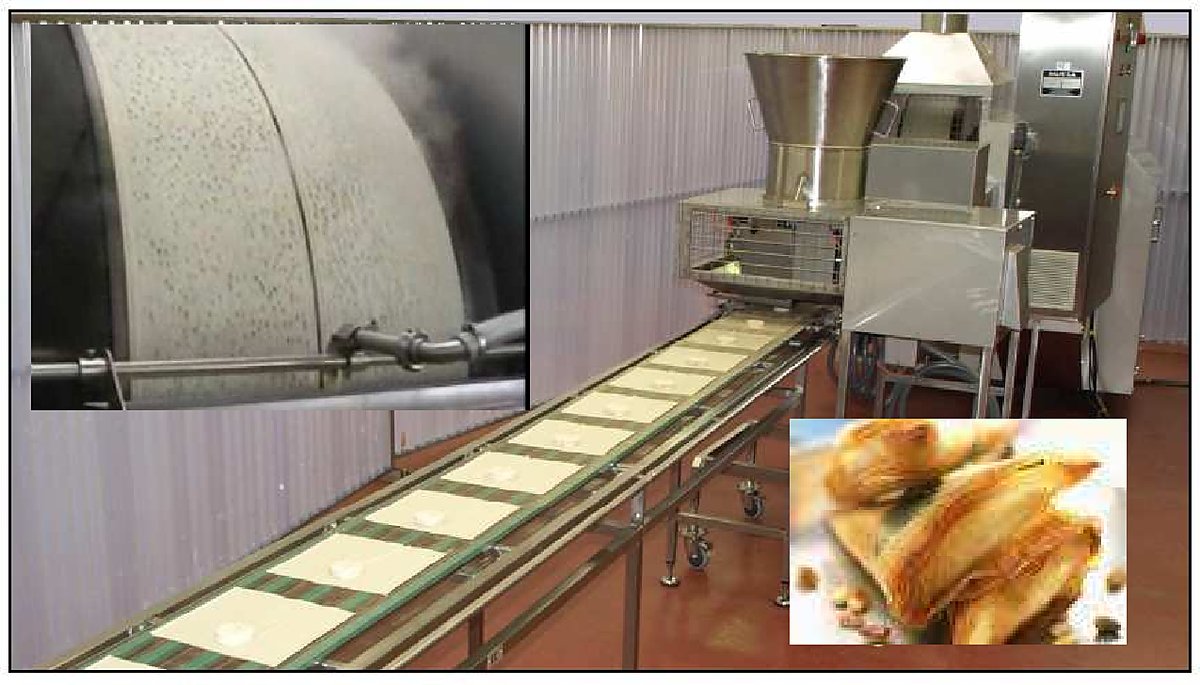 Semi-automatic line for samosas and spring rolls